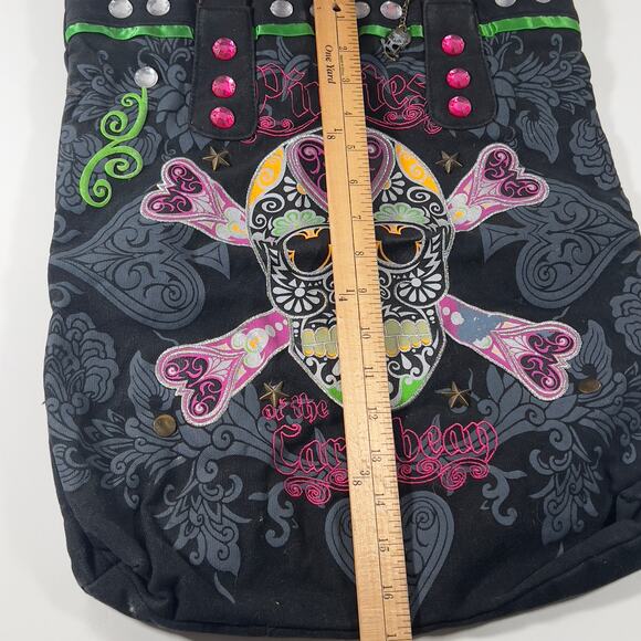 Disney Theme Park Merchandise Rhinestone Studded Pirate Caribbean Skull Tote - Picture 12 of 16